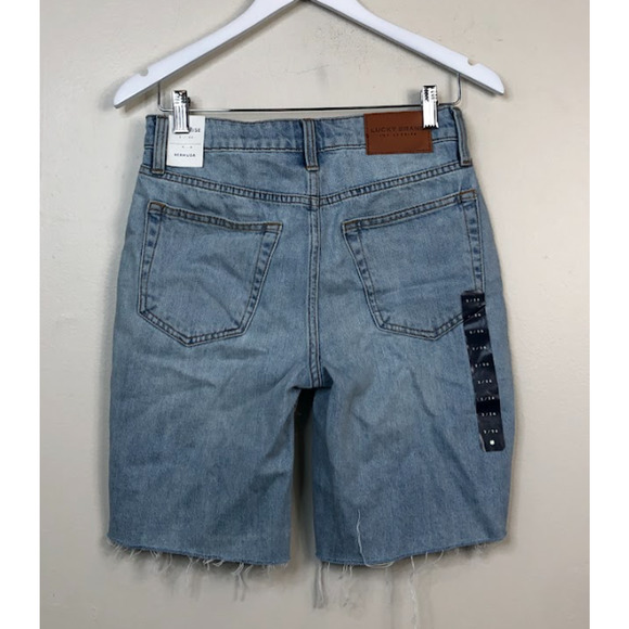 Lucky Brand Womens High Rise Denim Bermuda Short Frayed Hem Blue Size 2, $70 NWT - Picture 4 of 4
